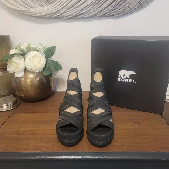 NIB Sorel Joanie Strap Wedge Heels Sz 8.5 - Picture 2 of 9